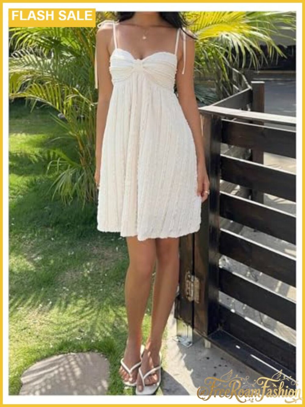 Women's Cami Babydoll Mini Dress Spaghetti Strap Fit & Flare - Picture 4 of 4